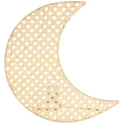 Fabrique de Styles Appliques*Applique lune en rotin et fer h11cm - Songes