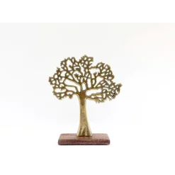 Fabrique de Styles Petits Objets Déco*Arbre de vie doré sur socle en bois de manguier h26.5cm