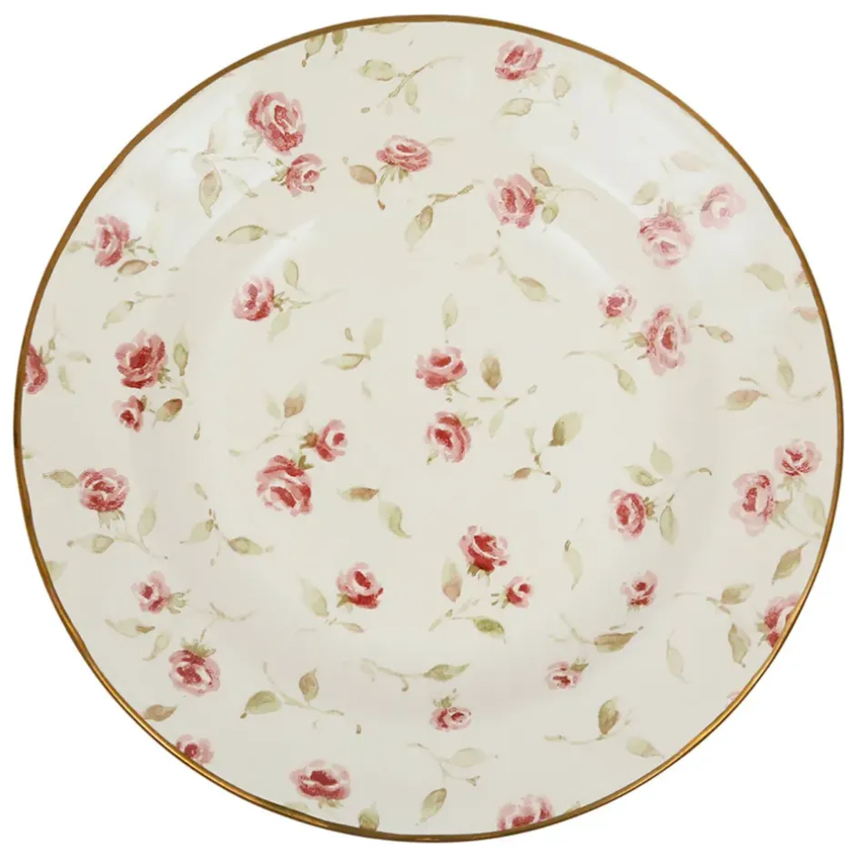 Fabrique de Styles Assiettes*Assiette creuse en faïence rose et doré d23cm - Rose