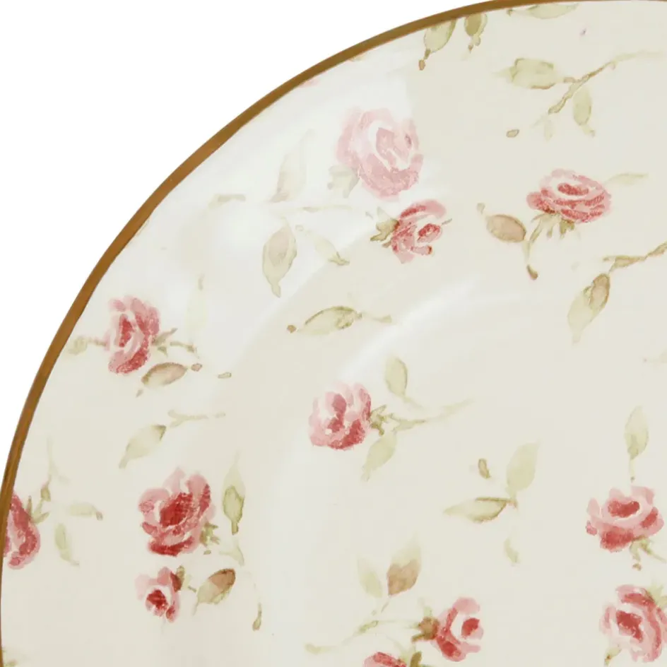 Fabrique de Styles Assiettes*Assiette creuse en faïence rose et doré d23cm - Rose
