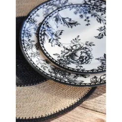 Fabrique de Styles Assiettes*Assiette plate en faïence noir d26cm - Lison