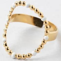 Fabrique de Styles Bijoux Fantaisie*Bague en acier inoxydable doré et blanc 50 / 58cm