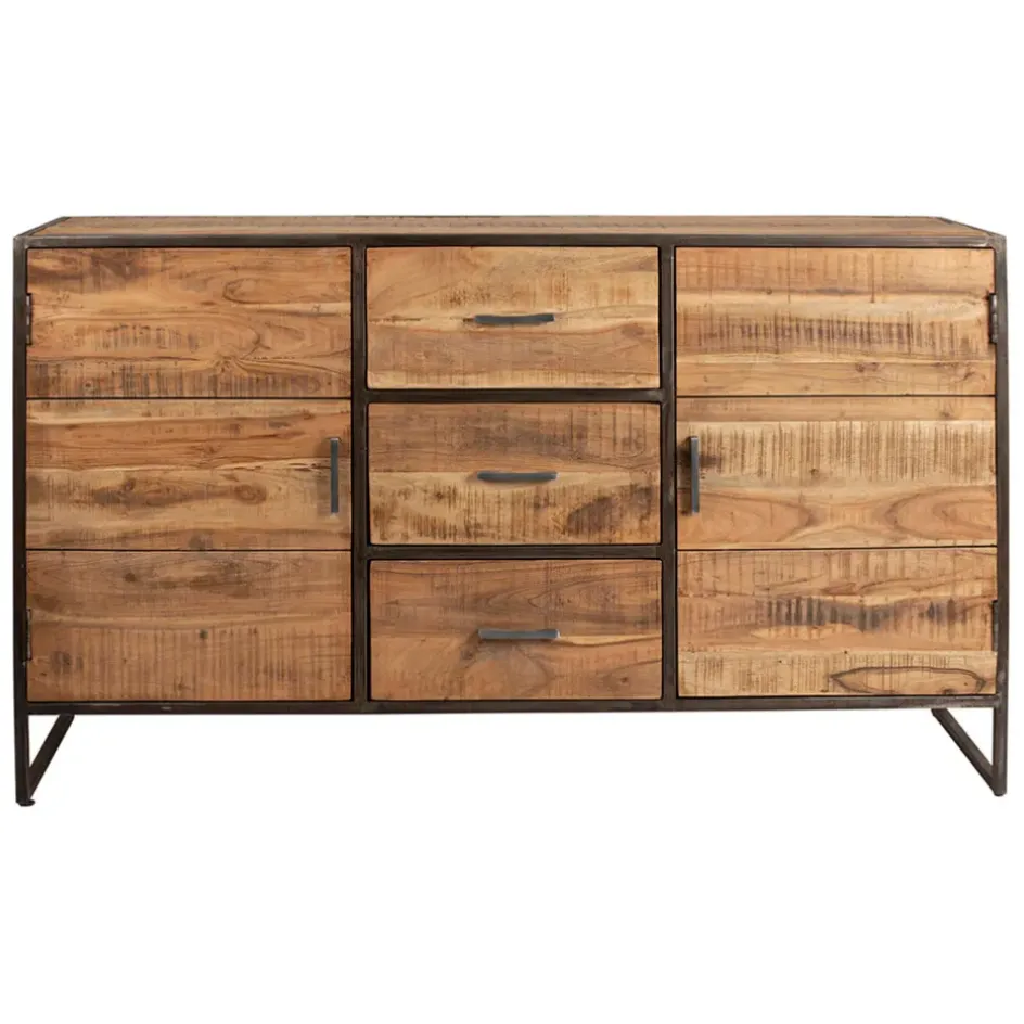 Fabrique de Styles Buffets Et Vitrines*Bahut en acacia et fer noir l150cm - Factory