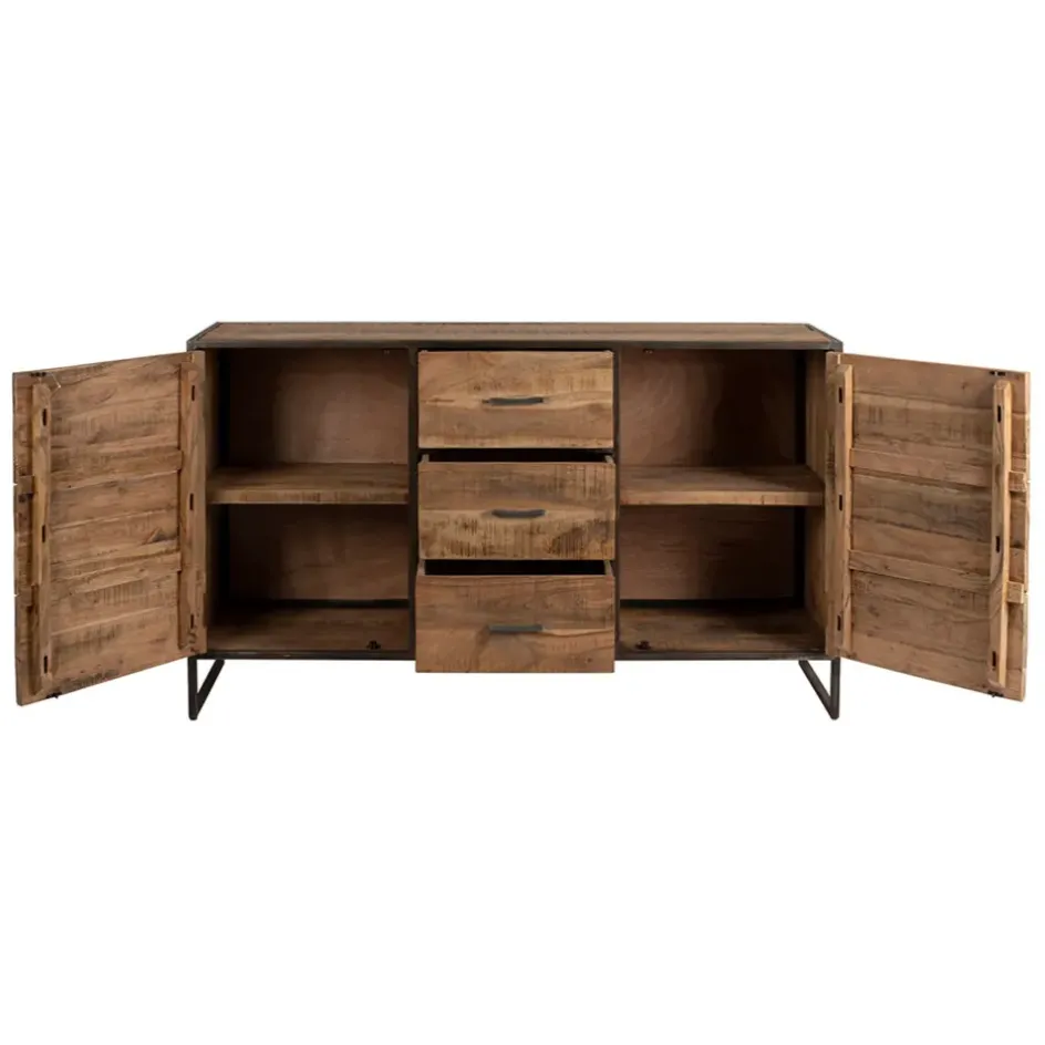 Fabrique de Styles Buffets Et Vitrines*Bahut en acacia et fer noir l150cm - Factory
