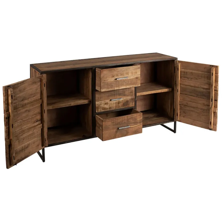 Fabrique de Styles Buffets Et Vitrines*Bahut en acacia et fer noir l150cm - Factory
