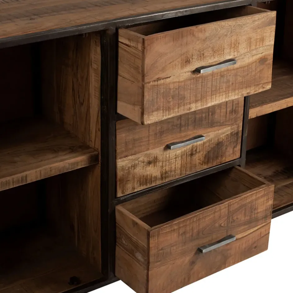 Fabrique de Styles Buffets Et Vitrines*Bahut en acacia et fer noir l150cm - Factory