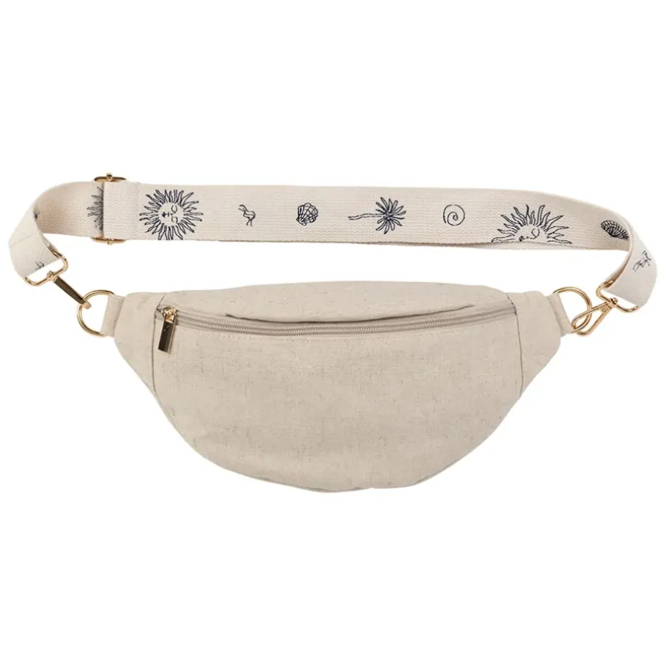 Fabrique de Styles Sacs Et Cabas*Banane en lin et coton écru et bleu avec bandoulière amovible - Bananez