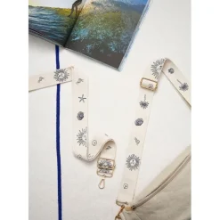 Fabrique de Styles Sacs Et Cabas*Banane en lin et coton écru et bleu avec bandoulière amovible - Bananez