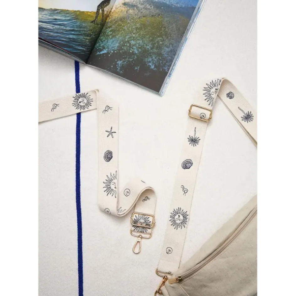 Fabrique de Styles Sacs Et Cabas*Banane en lin et coton écru et bleu avec bandoulière amovible - Bananez