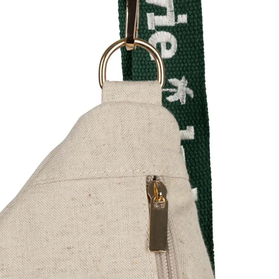 Fabrique de Styles Sacs Et Cabas*Banane en lin et coton écru et émeraude avec bandoulière amovible - Bananez