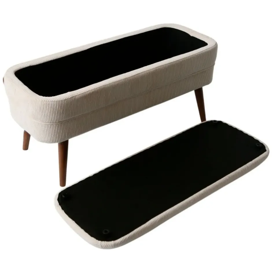 Fabrique de Styles Bancs Et Banquettes*Banc coffre en velours côtelé écru - Eleonor