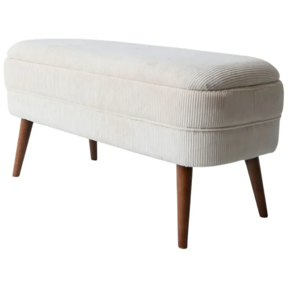 Fabrique de Styles Bancs Et Banquettes*Banc coffre en velours côtelé écru - Eleonor