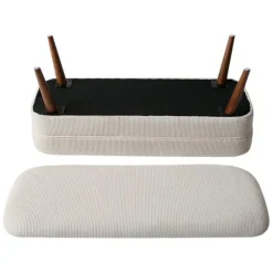 Fabrique de Styles Bancs Et Banquettes*Banc coffre en velours côtelé écru - Eleonor