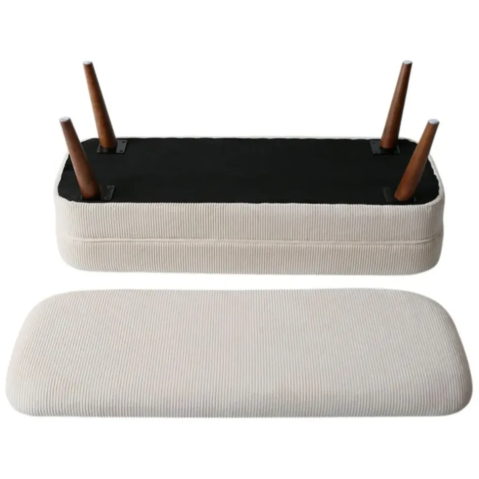 Fabrique de Styles Bancs Et Banquettes*Banc coffre en velours côtelé écru - Eleonor