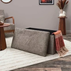 Fabrique de Styles Bancs Et Banquettes*Banc coffre pliable en tissu côtelé - Scarlett