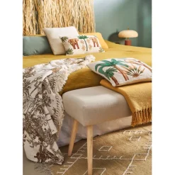 Fabrique de Styles Bancs Et Banquettes*Banc en lin coton et pin écru - Element