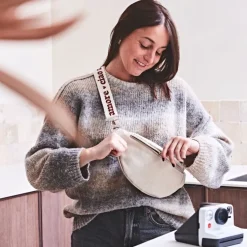 Fabrique de Styles Accessoires Mode*Bandoulière brodée ciao réglable en coton écru et