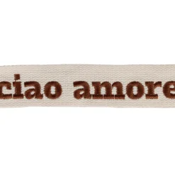 Fabrique de Styles Accessoires Mode*Bandoulière brodée ciao réglable en coton écru et