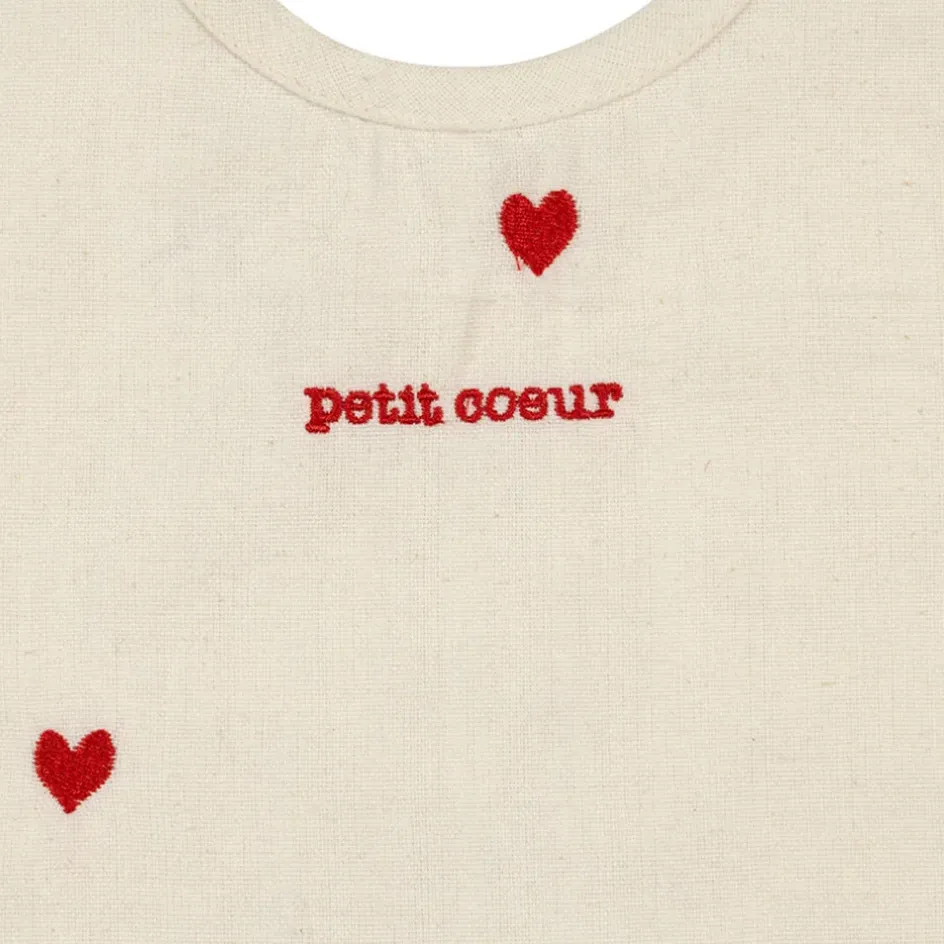 Enfant Fabrique de Styles Accessoires Repas*Bavoir en coton écru et rouge - Famille