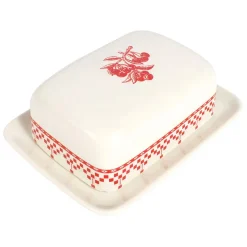 Fabrique de Styles Accessoires De Table*Beurrier en faïence blanc et - damier