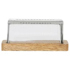 Fabrique de Styles Accessoires De Table*Beurrier en verre et manguier - grand office