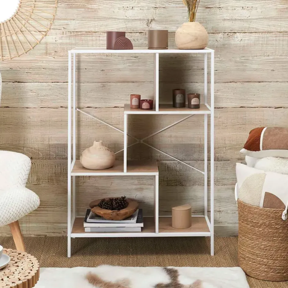 Fabrique de Styles Bibliothèques Et Étagères*Bibliothèque en fer blanc et bois h113cm - edison