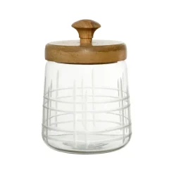 Fabrique de Styles Pots Et Bocaux*Bocal avec couvercle gravé carreau ciment h17cm en manguier
