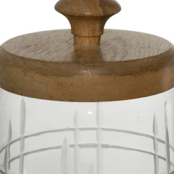 Fabrique de Styles Pots Et Bocaux*Bocal avec couvercle gravé carreau ciment h17cm en manguier