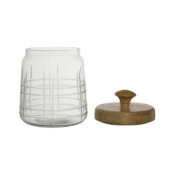 Fabrique de Styles Pots Et Bocaux*Bocal avec couvercle gravé carreau ciment h17cm en manguier