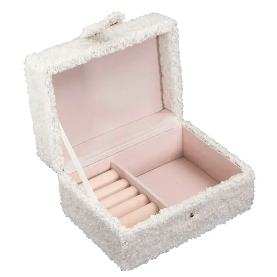Fabrique de Styles Bijoux Fantaisie*Boite a bijoux bouclette creme 11x15xh8cm