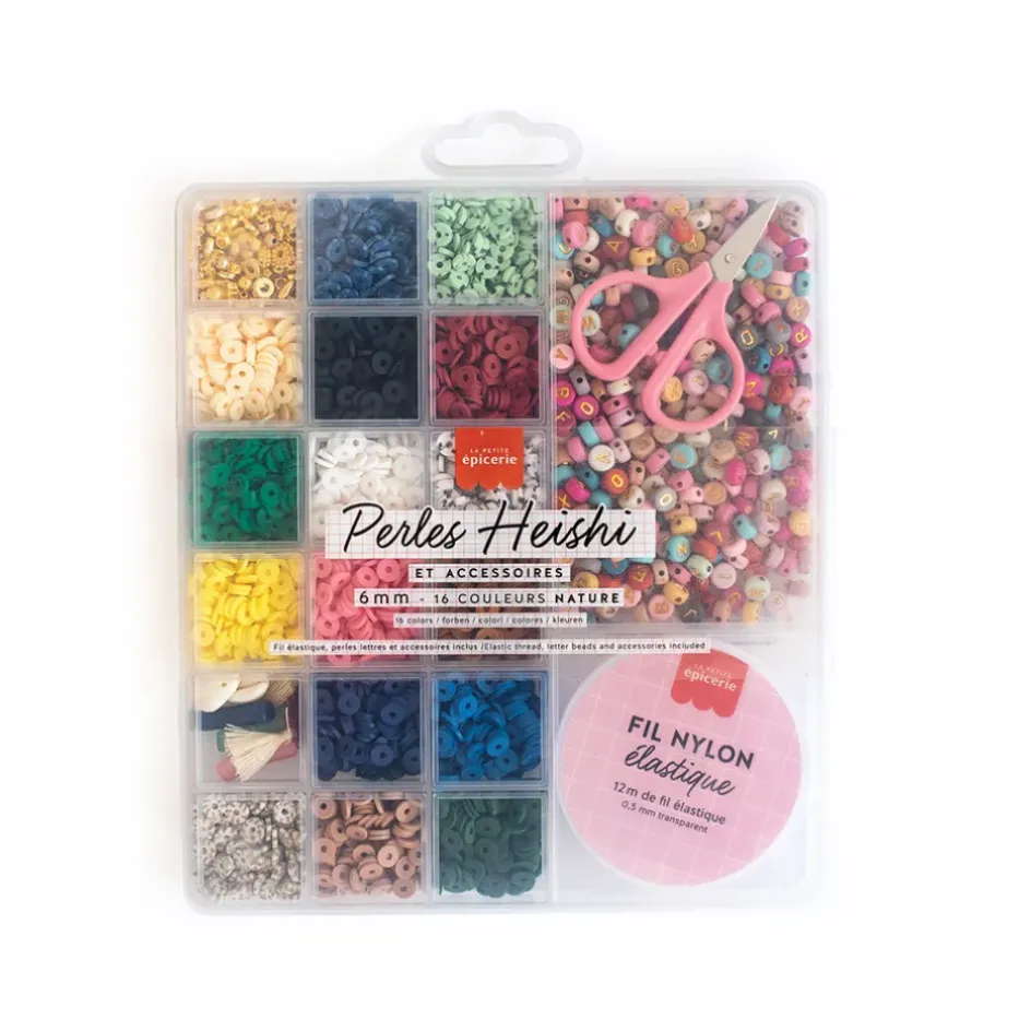 Fabrique de Styles Loisirs Créatifs*Boite de 16 couleurs nature de perles heishi 6 mm et accessoires