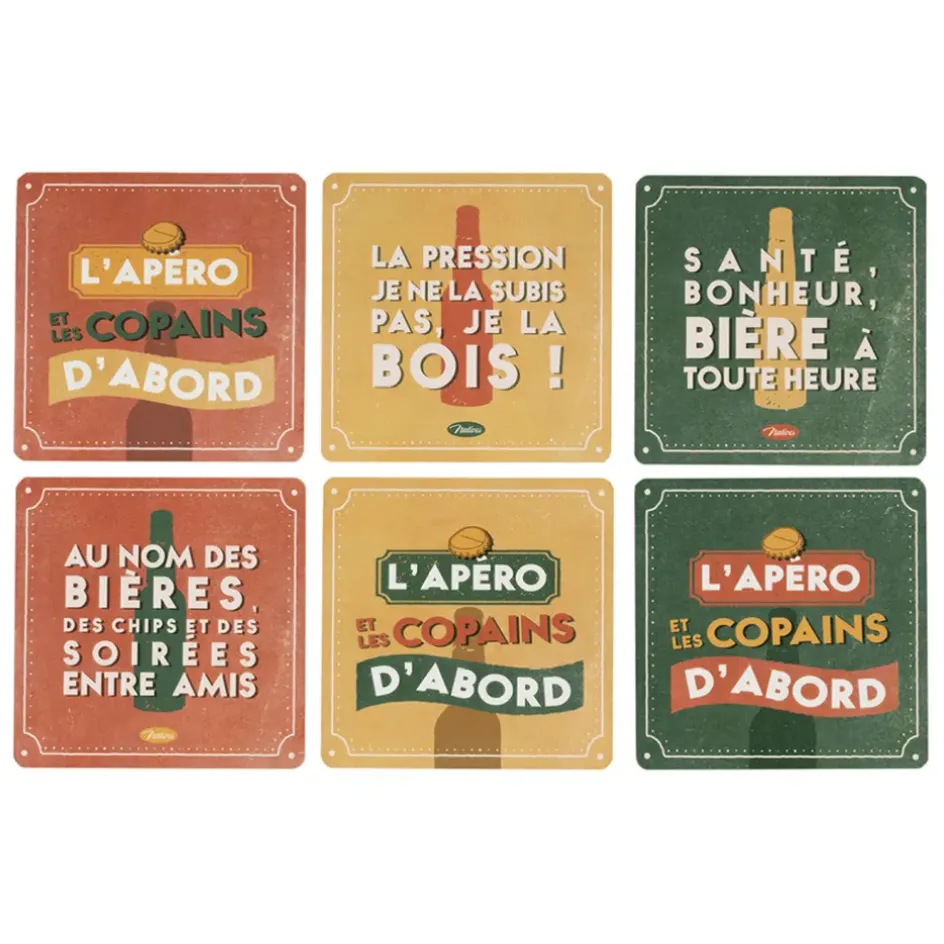 Fabrique de Styles Accessoires Vin Et Cocktails*Boite de 6 dessous de verre en liège - Copains D'Abord