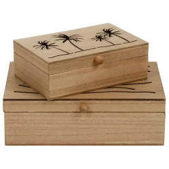 Fabrique de Styles Boîtes*Boite gigogne avec couvercle x2 sweet leaves 22x14.5xh7+16x10.5xh5.5cm mdf