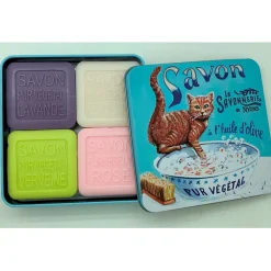 Fabrique de Styles Savon Solide*Boite metal de 4 savons chat roux