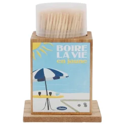 Fabrique de Styles Ustensibles De Cuisine*Boite pics apéro en pin et panneau de bois bleu et jaune - Pastis