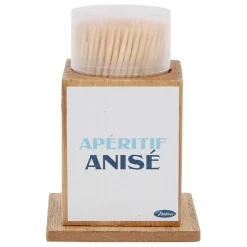 Fabrique de Styles Ustensibles De Cuisine*Boite pics apéro en pin et panneau de bois bleu et jaune - Pastis