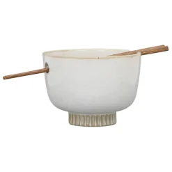 Fabrique de Styles Bols Et Coupelles*Bol en grès et baguettes d14cm - Organic