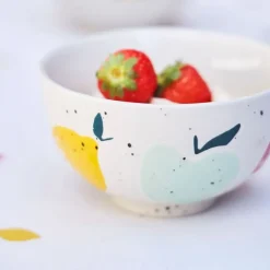 Fabrique de Styles Bols Et Coupelles*Bol en grès moucheté blanc et pomme 35cl - Les Fruits