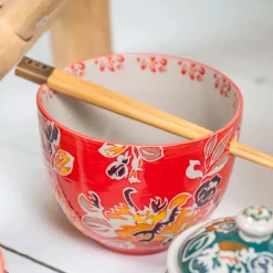 Fabrique de Styles Bols Et Coupelles*Bol en grès rouge d13cm et baguettes - Ava