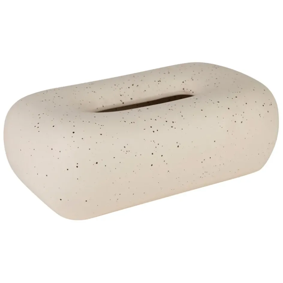 Fabrique de Styles Petits Objets Déco*Boîte à mouchoir en grès blanc moucheté - Klosen