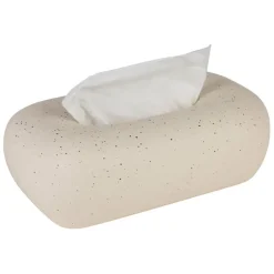 Fabrique de Styles Petits Objets Déco*Boîte à mouchoir en grès blanc moucheté - Klosen