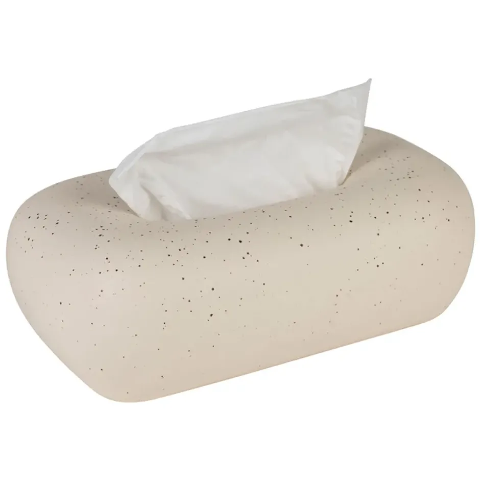 Fabrique de Styles Petits Objets Déco*Boîte à mouchoir en grès blanc moucheté - Klosen