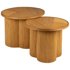 Fabrique de Styles Bouts De Canapé Et Tables D'appoint*Bout de canapé ronds x2 nude en bambou et bois contreplaqué - Saori