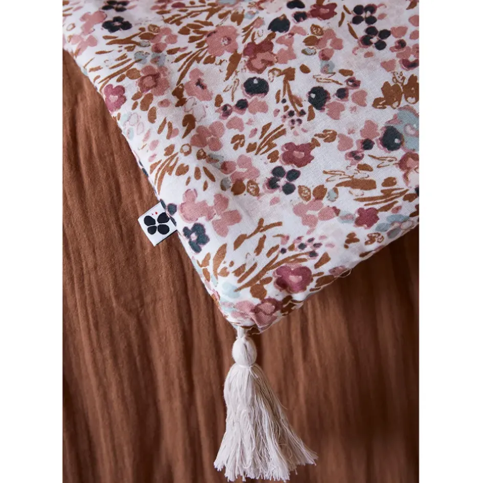 Fabrique de Styles Couvre-lits*Bout de lit en gaze de coton imprimée pampa 90x200cm - Capucine