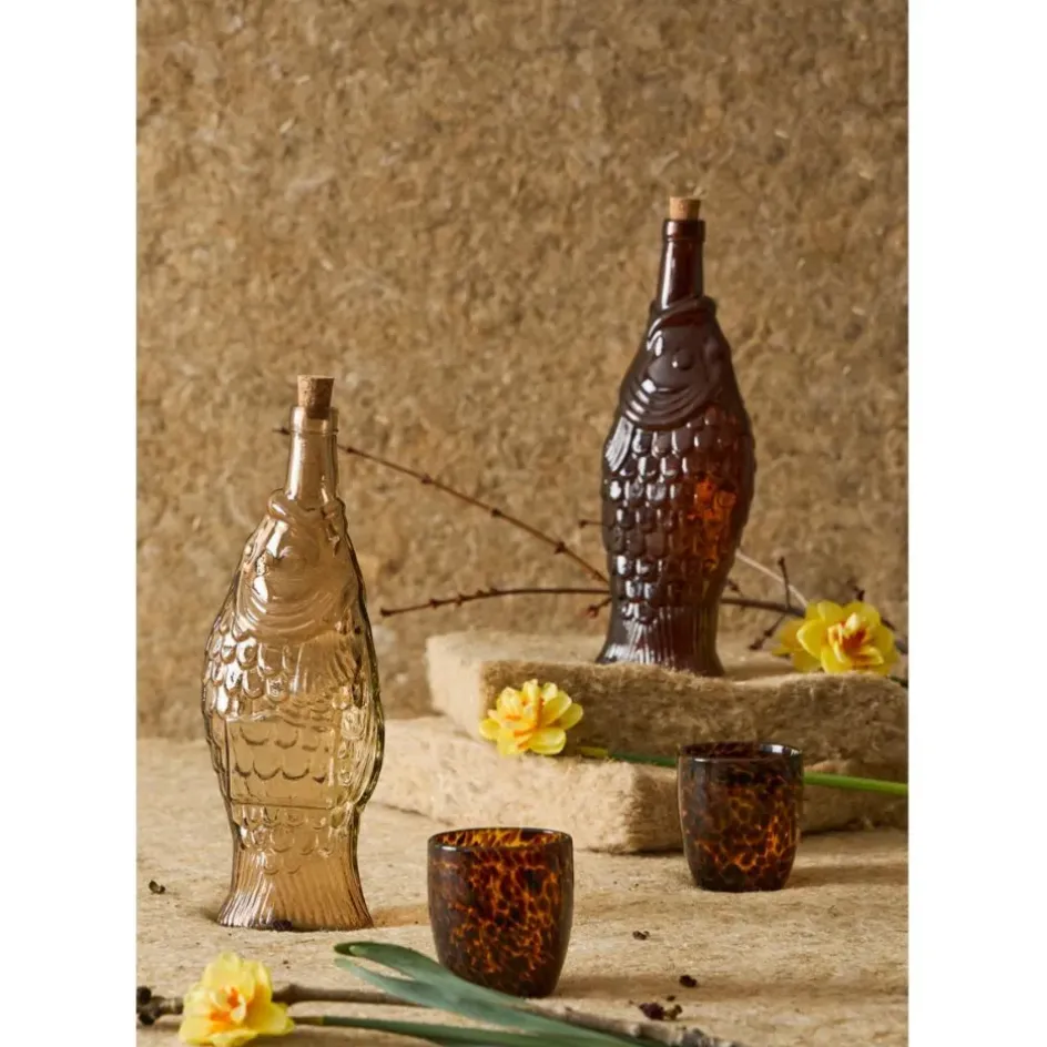 Fabrique de Styles Carafes Et Pichets*Bouteille Poisson en verre recyclé sablé 1.1L