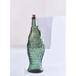 Fabrique de Styles Carafes Et Pichets*Bouteille Poisson en verre recyclé sablé 1.1l