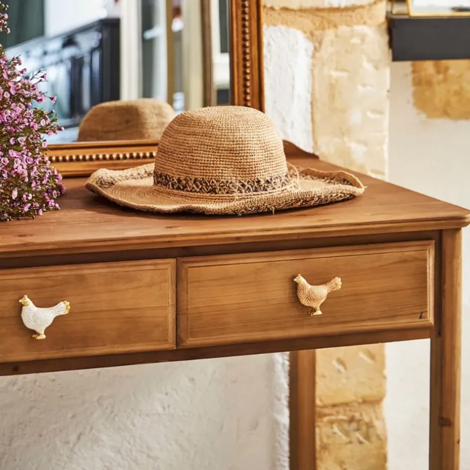 Fabrique de Styles Accessoires Et Quincaillerie*Boutons de porte poules x2 blanc et doré - Campagne