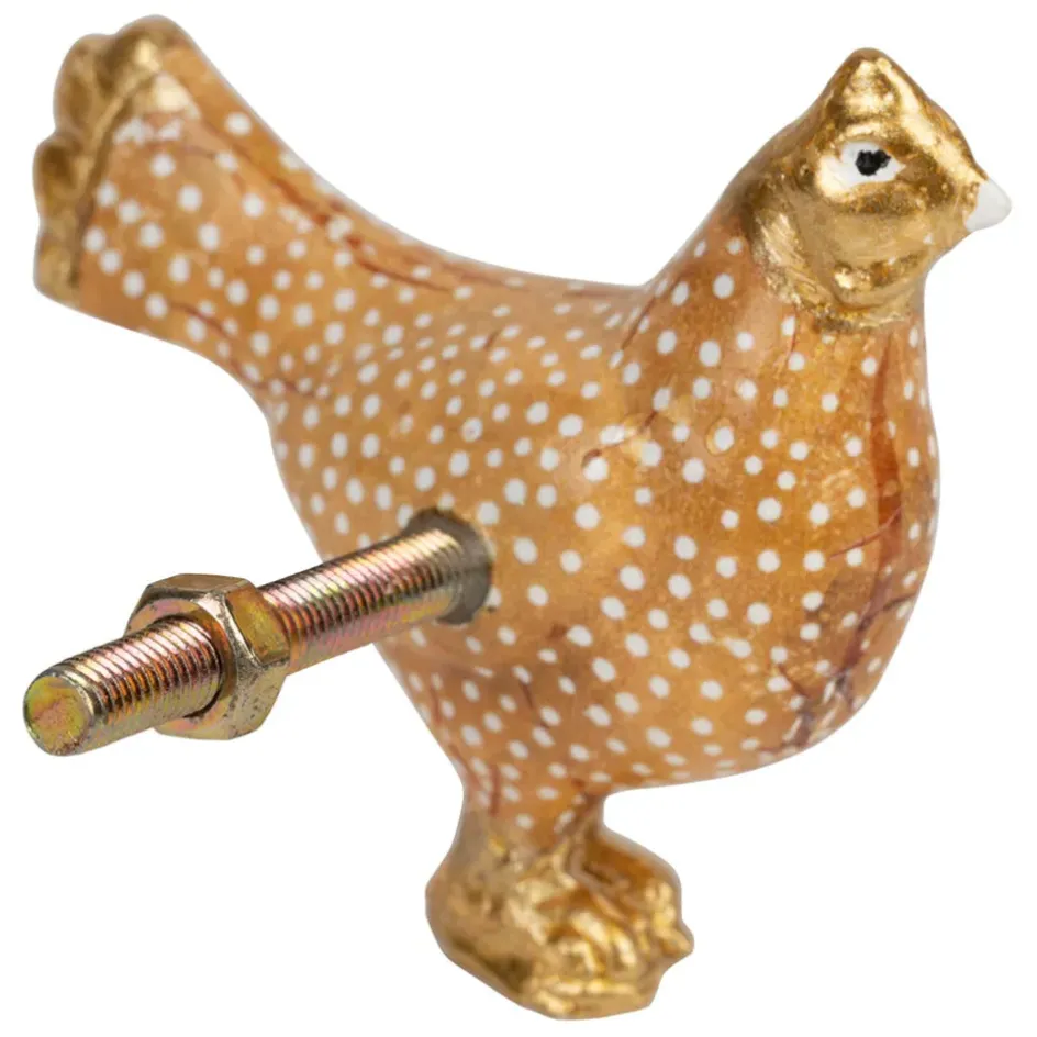 Fabrique de Styles Accessoires Et Quincaillerie*Boutons de porte poules x2 blanc et doré - Campagne