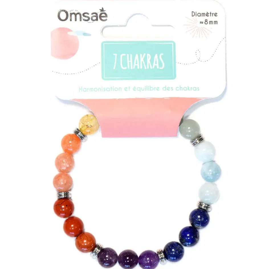 Fabrique de Styles Bijoux Fantaisie*Bracelet 7 chakras mix perles rondes 8mm