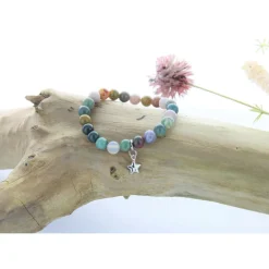 Fabrique de Styles Bijoux Fantaisie*Bracelet agate perles rondes 8mm et étoile
